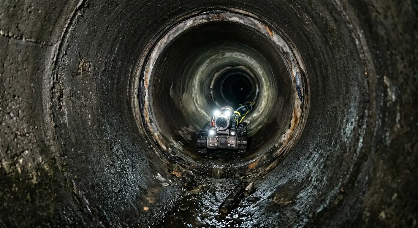 Robotic sewer camera inspecting pipe interior for Sewer Line Repair in Hopewell